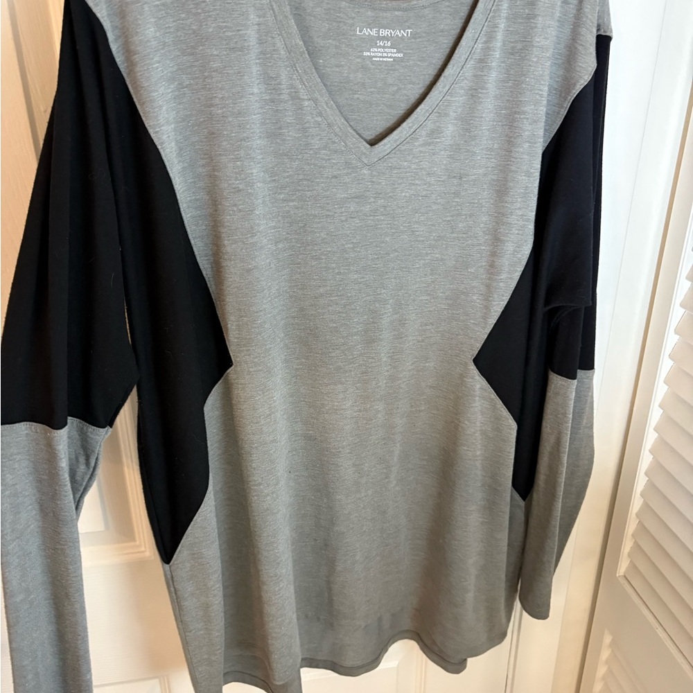 Lane Bryant Charcoal V-Neck Tee